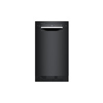 Bosch SPE53B56UC 18" 300 Series Built In Dishwasher with 10 Place Settings, Recessed Handle, 5 Cycles, 5 Options, 46 dBA, Home Connect, Standard 3rd Rack, and ADA Compliant (Black)