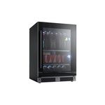 XO XOU24BCGBR 24" Beverage Center with 145 Can Capacity, Tri-Color LED Interior Lighting, Glass Shelves, Intuitive Digital Temperature, X-Active Circulation, in Black Glass (Right Hinge)