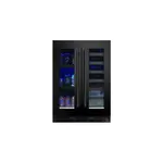 XO XOU24BWDDGBS 24" Combo Beverage Center and Wine Cooler with 49 Can and 21 Bottle Capacity, Independent Intuitive Electronic Controls, Secure Door Lock, Tri-Color LED Lighting, Quiet Operation 39 dBA, Low E-Glass  (Black Stainless Steel)