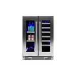 XO XOU24BWDDGS 24" Combo Beverage Center and Wine Cooler with 49 Can and 21 Bottle Capacity, Independent Intuitive Electronic Controls, Secure Door Lock, Tri-Color LED Lighting, Quiet Operation 39 dBA, Low E-Glass  (Stainless Steel)