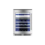 XO XOU24WWGSL 24 inch Undercounter Wine and Weed Preservation System with 5.7 cu. ft. Capacity, Dual Zones, 2 Glide Out Cedar Drawer, Secure Lock and Key, Tri-Color Illumination, Alarm Function, Sabbath Mode, Low E Glass, in Stainless Steel (Left Hinge)