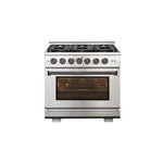 NXR AK3605LP 36" Culinary Series Professional Style Gas Range with 6 German-Engineered Tower Dual Power Burners, 5.5 cu. ft. Oven Capacity, LED Backlit Knobs and Black Drip Pan in Stainless Steel (Liquid Propane)