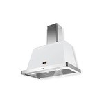 Lofra AR36 36" Dolcevita Series Chimney Wall Hood with 471 CFM, LED Lighting, Dishwasher Safe Anti Grease Metal Filters (White, Brass)