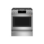 Cafe C2S900P2MS1 30" Smart Slide-In Dual Fuel Range with 6 Burners, 5.7 cu. ft. Oven Capacity, No-Preheat Air Fry and Warming Drawer in Stainless Steel