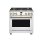 Cafe C2Y366P4TW2 36" Smart Dual Fuel Commercial-Style Range with 6 Burners, 5.75 cu. ft. Oven Capacity, Precision Temperature Probe and ADA Compliant (Matte White)