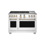 Cafe C2Y486P4TW2 48" Smart Dual Fuel Commercial-Style Range with 6 Burners and Griddle, 8.25 cu. ft. Total Capacity, and ADA Compliant (Matte White)