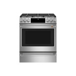 Cafe CGS700P2MS1 30" Smart Slide-In Gas Convection Range with 6 Burners, 5.6 cu. ft. Capacity, No-Preheat Air Fry and True European Convection (Stainless Steel)