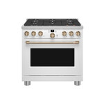 Cafe CGY366P4TW2 36" Smart Commercial Style Gas Range with 6 Burners, 6.2 cu. ft. Capacity, Precision Temperature Probe and ADA Compliant (Matte White)