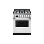 Smeg CPF30UGMWH 30" Portofino Series Dual Fuel Range with 4 Sealed Burners, 3.6 cu. ft. Capacity, Even Clean Enamel  (White)