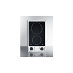 Summit CR2B120 12" Built-In Electric Cooktop with 2 Radiant Elements, Smooth Ceramic Surface, Push-To-Turn Controls, and Indicator Lights (Stainless Steel)