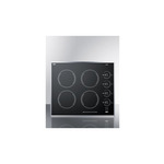 Summit CR424BL 24" Electric Cooktop with 4 1200W Elements, Push To Turn Knobs, Stainless Steel Trim, Schott Ceran Surface, and E.G.O. Burners (Black)