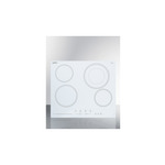 Summit CR4B23T6W 24" Electric Cooktop with 4 Elements, Schott Glass Surface, 9 Power Levels, Timer and Child Lock (White)