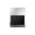 Summit CR4B30T11B 30" Radiant Electric Cooktop with 4 Elements, EuroKera Glass Surface, Digital Touch Controls and Residual Heat Indicator Light in Black