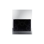 Summit CR5B30T7B 30" Radiant Electric Cooktop with 5 Elements, EuroKera Glass Surface, Digital Touch Controls and Residual Heat Indicator Light (Black)