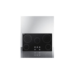 Summit CR5B36MB 36" Radiant Electric Cooktop with 5 Elements, EuroKera Glass Surface, Push-to-Turn Knobs and Residual Heat Indicator Light in Black