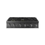 Dacor DTT36T960GM 36" Smart Gas Rangetop with 6 Sealed Brass Burners, Continuous Grates, Illumina Knobs, Auto Connect Hood and Liquid Propane Conversion Kit (Graphite Stainless Steel)