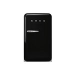 Smeg FAB10URBL3 22" 50's Retro Style Compact Refrigerator with 4.3 cu. ft. Total Capacity, Freezer Compartment, LED Lighting, Adjustable Glass Shelf, Crisper Drawer (Black)