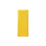 Smeg FAB28ULYW3 24" 50's Retro Style Refrigerator with 9.92 cu. ft. Total Capacity, LED Lighting, Adjustable Glass Shelves and Automatic Defrost (Yellow)