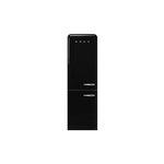 Smeg FAB32ULBL3 24" 50's Retro Style Bottom Freezer Refrigerator with 11.69 cu. ft. Capacity, Multiflow Cooling System, Crisper on Telescopic Guides, LED Lighting (Black, Left Hinge)