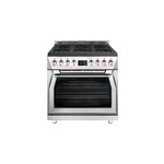 Forza FR366DF 36″ Professional Freestanding Gas Range with 6 Sealed Burners, 6 cu. ft. Oven Capacity, Dual Fan with True Euro Convection, MassimoRED Broiler, in Stainless Steel