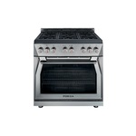 Forza FR366GN 36″ Professional Freestanding Gas Range with 6 Sealed Burners, 6 cu. ft. Oven Capacity, Dual Fan Convection, Dual Halogen Oven Lighting, Infinito Broiler, in Stainless Steel