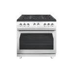 Forza FR366SE 36″ Professional Gas Range with 6 Burners, 6 cu. ft. Cavity, Infinito Grate System, MassimoBlu Hyper Broiler, in Stainless Steel