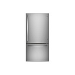 GE GDE25EYKFS 33 inch Bottom-Freezer Refrigerator with 24.8 cu. ft. Capacity, ENERGY STAR Rated and Factory-Installed Icemaker in Fingerprint Resistant Stainless Steel