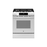 GE GGS600AVWW 30" Slide-In Smart Gas Convection Range with 5 Burners, 5.3 cu. ft. Capacity, No Preheat Air Fry and EasyWash Oven Tray (White)