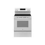 GE GRF400PVWW 30" Smart Freestanding Electric Range with 4 Elements, 5.3 cu. ft. Capacity and Storage Drawer (White)