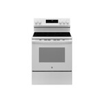 GE GRF500PVWW 30" Freestanding Electric Range with 5 Elements, 5.3 cu. ft. Capacity, Crisp Mode and Self-Clean with Steam Clean (White)