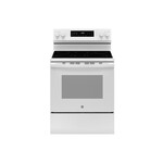 GE GRF600AVWW 30" Smart Freestanding Electric Convection Range with 5 Elements, 5.3 cu. ft. Capacity, No Preheat Air Fry and EasyWash Oven Tray (White)