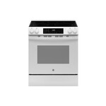 GE GRS600AVWW 30" Smart Slide-In Electric Convection Range with 5 Elements, 5.3 cu. ft., No Preheat Air Fry and EasyWash Oven Tray (White)