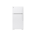 GE GTE16DTNLWW 28" Top Freezer Refrigerator with 15.6 Cu. Ft. Capacity, ENERGY STAR Rated and LED Lighting in White (Left Hinge)