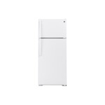 GE GTS18HGNRWW 28" Top Freezer Refrigerator with 17.5 cu. ft. Capacity, LED Lighting, Edge-to-Edge Glass Shelves and Crisper (White)