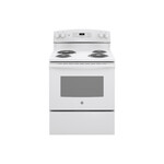 GE JB256DMWW 30" Freestanding Electric Range with 4 Coil Elements, 5 cu. ft. Oven Capacity, Self Clean and Sensi-Temp Technology (White)