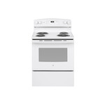 GE JBS360DMWW 30" Freestanding Electric Range with 4 Coil Elements, 5 cu. ft. Oven Capacity, Sensi-Temp Technology and Storage Drawer (White)