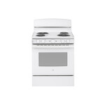 GE JBS460DMWW 30" Freestanding Electric Range with 4 Coil Elements, 5 cu. ft. Capacity, Storage Drawer and Sensi-Temp Technology (White)