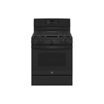 GE JGB735DPBB 30" Freestanding Gas Convection Range with 5 Burners, 5 cu. ft. Capacity, Integrated Griddle and No Preheat Air Fry (Black)