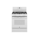 GE JGB735DPWW 30" Freestanding Gas Convection Range with 5 Burners, 5 cu. ft. Capacity, Integrated Griddle and No Preheat Air Fry (White)