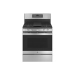 GE JGB735SPSS 30" Freestanding Gas Convection Range with 5 Burners, 5 cu. ft. Capacity, Integrated Griddle and No Preheat Air Fry (Stainless Steel)