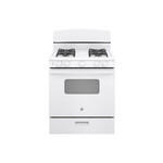 GE JGBS10DEMWW 30" Freestanding Gas Range with 4.8 cu. ft. Oven Capacity, Heavy Duty Grates, ADA Compliant, Broiler Drawer, 2 Racks, Electronic Ignition System, in White