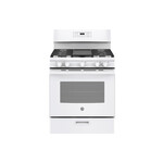 GE JGBS66DEKWW 30" Freestanding Gas Range with 5 Burners, 5 cu. ft. Capacity Oven, Steam Clean and Broiler Drawer (White)