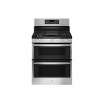 GE JGBS86SPSS 30" Freestanding Gas Double Oven Convection Range with 5 Burners, 6.8 cu. ft. Total Oven Capacity and No-Preheat Air Fry in Stainless Steel