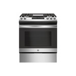 GE JGSS66SELSS 30" Slide-In Gas Range with 5 Burners, 5.3 cu. ft. Oven Capacity, Extra-large Integrated Griddle and Steam Clean in Stainless Steel