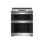 GE JSS86SPSS 30" Slide-In Electric Convection Double Oven Range with 5 Elements, 6.6 cu. ft. Total Oven Capacity and No-Preheat Air Fry in Stainless Steel