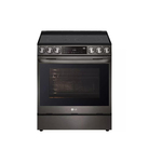 LG LSEL6335D 30" Slide-In Electric Range with 5 Sealed Burners, 6.3 cu. ft. Capacity, Smart wi-fi Enabled, ProBake Convection®, InstaView®, in Black Stainless Steel