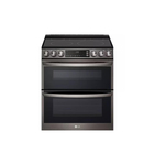 LG LTEL7337D 30" Slide-in Electric Double Oven Range with 5 Sealed Burners, 7.3 cu. ft. Capacity, InstaView, ProBake Convection, Air Fry, Air Sous Vide (PrintProof Black Stainless Steel)