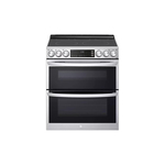 LG LTEL7337F 30" Slide-in Electric Double Oven Range with 5 Sealed Burners, 7.3 cu. ft. Capacity, InstaView, ProBake Convection, Air Fry, Air Sous Vide (PrintProof Stainless Steel)