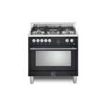 Lofra MSS36M0G500 36" Maestro Series Freestanding Dual Fuel Range with 5 Sealed Brass Burners, 3 cu. ft. Oven Capacity and True European Convection (Matte Black)