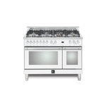 Lofra MSD48MMG700 48" Maestro Series Freestanding Dual Fuel Range with 7 Sealed Brass Burners, 4.27 cu. ft. Oven Capacity, True European Convection (White)